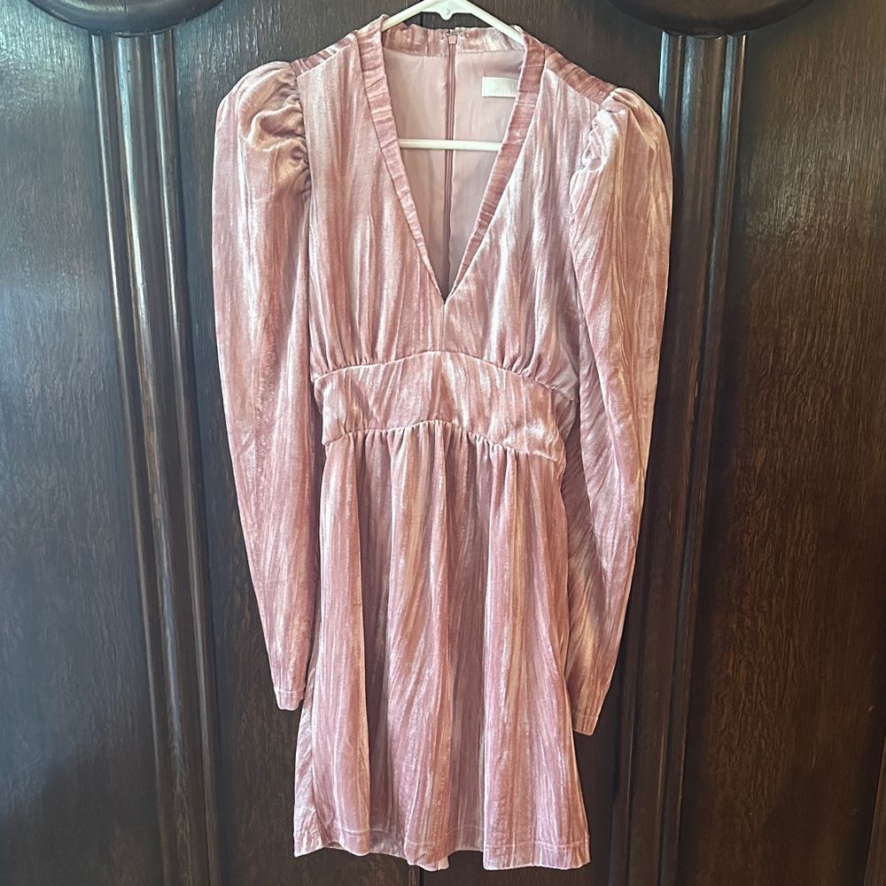Rachel Parcell Velvet V Neck Mini Rose Dress Size 0
